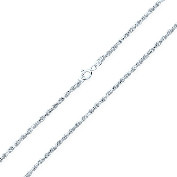 Italy Made 14K White Gold Plate 925 Sterling Silver Necklace 18inches